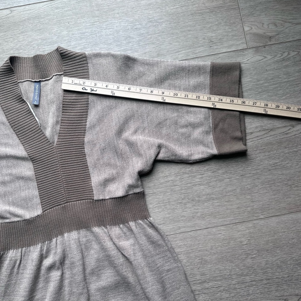 Massini Sweater Dress Brown Cream Colorblock V Neck Size S - Picture 5 of 7